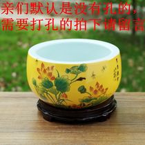 Jingdezhen color glaze freehand pottery large goldfish tank shallow turtle tank Water lily narcissus lotus basin ornaments