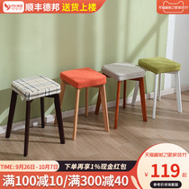 Solid wood stool Oak small stool solid wood dining stool square stool cloth dressing stool fashion computer bench home stool