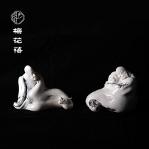 Plum blossom Chen Yihui Xianglong Fuhu Dehua ceramic statue handmade white porcelain home living room porch ornaments