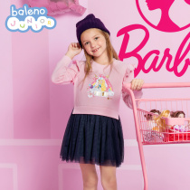 Benni Road childrens clothing 2021 autumn and winter New Barbie doll long sleeve girl dress childrens puffy gauze skirt