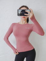 Alphabet seamless tight yoga suit womens slim running fitness suit Quick-drying training sports long-sleeved top