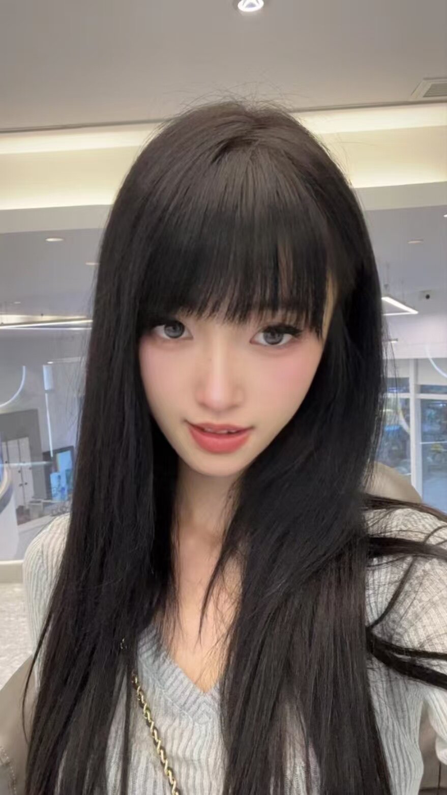 真我黑长直漫画齐刘海假发套 全真发整顶设计 自然隐形无痕贴合 长发飘逸顺滑