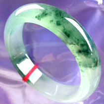Natural ice species floating green flower jade bracelet bracelet Myanmar old pit round strip jade bracelet moisturizing womens jade bracelet
