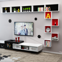 Set-top box wall shelve TV background wall Decorative Frame Bedroom Creative Plaid Wall Hanging-room Clapboard