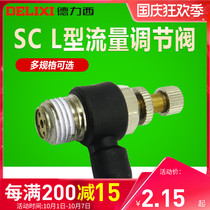 Delixi Pneumatic Components Flow Regulating Control Throttle Valve Type L DSC8-02 10-02 12-02 Joint
