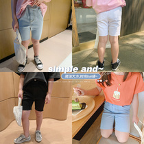 Salted egg shrimps rice Han version summer dress girl thin jeans Baby riding pants baby midcylinder 50% 100 lap elastic shorts