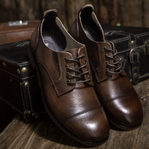 Ingléin Wind Retro Summer Brief About 100 Hitch Business Casual Leather Shoes Man Pure Color Genuine Leather Make Old Head Shoe Round Head