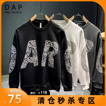 卫衣男春秋2022新款ins潮牌圆领印花字母长袖宽松上衣黑外套痞帅