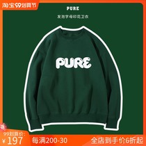 Pure Cord Scolates Foam Letter Print oversize Loose Heavy Cotton Autumn Round Neck Sweat Men