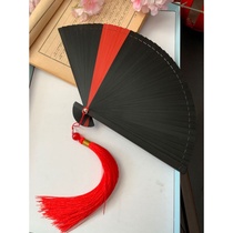 Japanese style Chinese style whole bamboo fan folding fan hollow ancient style male female folding fan handmade small 5 inch dance fan Black