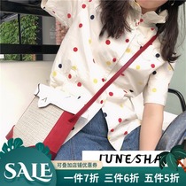 (full) JUNESHAN momokoo kaiy xiao cocoa with the same wave point small flower lining polo