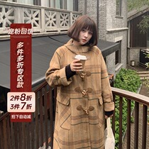 (2 pieces 8-fold 3 pieces 7-fold zone section) big code fat mm horn buckle double face great coat woman winter fur coat