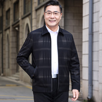 Dad spring checkered jacket in old age jacket mens business casual spring autumn season slim fit jacket for mens clothing