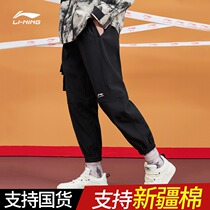 China Li Ning overalls mens leg tie 2021 spring and autumn new loose sports casual pants AYKQ711