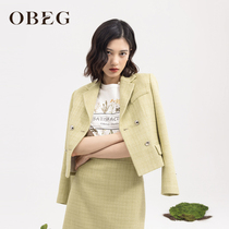 OBEG Au Bieqian 22 Spring new coarse flowers little fragrant wind to collect waist and cut short suit jacket 50441515