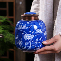 Jingdezhen ceramic tea cans hand-painted blue and white ceramic sealed cans green tea storage cans small half a catty tea cans