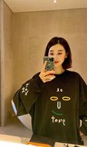 OMIOMI original design autumn new foreign style heavy industry expression smiley face embroidery loose parent-child children unisex sweater
