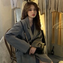 0721 small suit 2019 Net red blazer womens summer thin loose long vintage Hong Kong style design sense