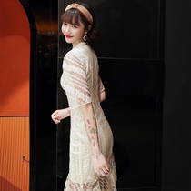 Cheongsam 2021 new summer slim sexy lace fishtail everyday can wear a young improved version of the dress