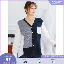 (Qingkura RMB120 ) Large code Female dress Spring loaded with Fat mm Harbor Wind small crowd irregular design Loose Knit Shirts
