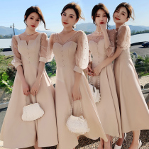 Bridesmaid dress 2021 new summer wedding sister group thin dress female fairy quality student graduation dress performance suit