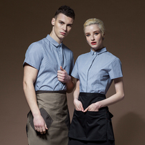 Summer waiter short-sleeved work clothes cafe Hotel light and thin womens coat dining bar custom LOGO