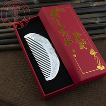 (Solid sterling silver) silver comb 999 sterling silver handmade hairbrush scraping snowflake sterling silver comb practical foot Silver