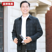 Spring clothing middle-aged and elderly jacket male father spring and autumn casual mens coat loose lapel middle-aged father mens coat