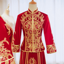 Velvet Xiuhe uniform bride 2021 new autumn Chinese style wedding wedding wedding dress dragon and phoenix coat