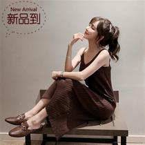 20120 Spring and Autumn New knitted sling dress vest long black interior base skirt summer