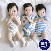 Baby Summer short sleeves Triangle Kazakh coat shoulder buckle one-piece clothes thin bag fart lingerie to wear male and female baby pyjamas