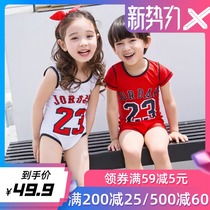 Korean version of the new childrens one-piece swimsuit male and female baby No 23 cute quick-drying sports swimsuit bathing hot spring