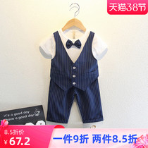 Children Suits Summer Boy Little West Suit Suit Handsome Eng Eng Lungwind Boy Short Sleeve Host 61 acting out of the suit