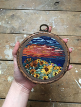 Natural hand-made shopkeeper recommended dusk landscape European material contains 10CM retro embroidery can be customized