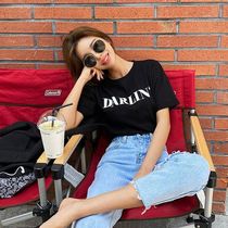  miama Korean straight hair Lagirl official website 0507 wardrobe common letter decoration classic short-sleeved T-shirt