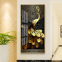 Cross embroidered 2021 new embroidered line embroidered living room light lavish gold peacock vertical version Xuan Guanguan Corridor brief modern full embroidery