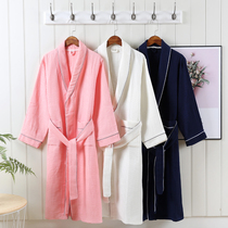 Gauze cotton bathrobe Mens and womens bathrobe nightgown long spring and summer couple cotton absorbent super soft adult pajamas