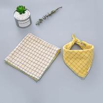  Baby childrens small square towel scarf double-layer childrens linen square towel Baby saliva towel dot yellow 45*