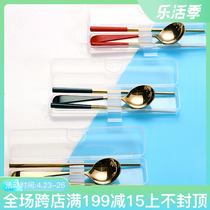 Michael cooks 304 stainless steel portable cutlery chopsticks spoon suit student to work outside with three sets