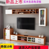 Nordic style solid wood TV cabinet Coffee table shelf combination living room multi-function side cabinet TV background film and television cabinet