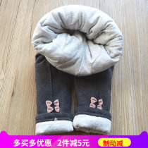 Childrens foreign-made cotton pants girls in the seam small flowers cotton padded leggings Baby Slim warm long pants