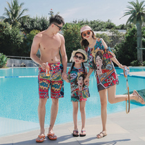 Parent-child swimsuit female mother and daughter new family three Korean hot spring belly thin three-piece set sunscreen cute children