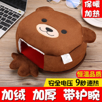 Winter heating USB warm hand mouse pad with wrist protection Winter mouse cover warm computer mens super velvet thick gloves Electric heating heating Cute girl wrist protection table pad Warm hand treasure