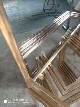 Special selling shop overall furnishing side hanging clothes upright posts plated yellow titanium gold rose gold black titanium gold imitation ancient wood grain