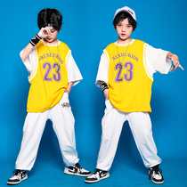 Boys Street Dance Tide Childrens Basketball Set Summer New Short Sleeve Loose Cool and Handsome Performance Hip Hop Tide