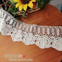 Fresh water lotus pure handmade crochet hook hook flower decoration wide lace cotton hollow retro DIY accessories white beige