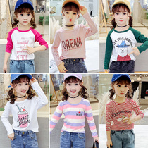 Girls long-sleeved t-shirt 2021 new childrens autumn top Korean version of the printing of large childrens baby foreign-style base shirt