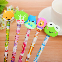 Cute Big Head Animal Cartoon Pencil with eraser HB Elementary students creative childrens prize Creative stationery Wholesale
