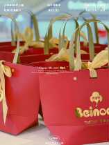 New 100 Noon Custom LOGO Boat-type handbag Gift Bag Place Push 28 * 18 * 10CM WIRE RIBBON