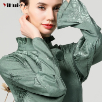 2021 autumn shirt pullover top Horn long sleeve shirt stand collar wooden ear womens loose belly thin